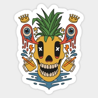 Skull Pineapple Illustration Sticker